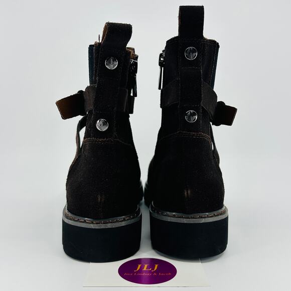 Donald Pliner Women's Captain Dark Brown Suede Buckle Booties Size 6.5 - Picture 7 of 12